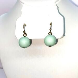 Mint Seafoam Green Dangle Beaded Earrings
